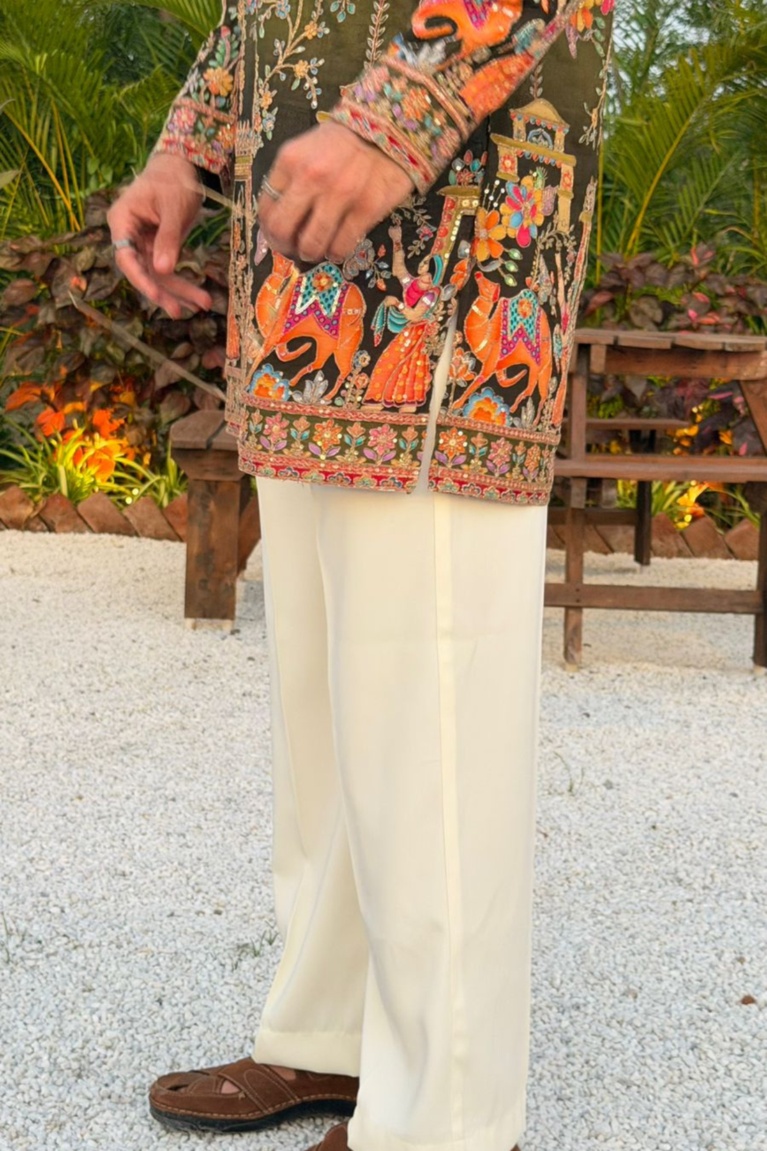 Luxury Korean Pants For Men In Ivory F2-1061