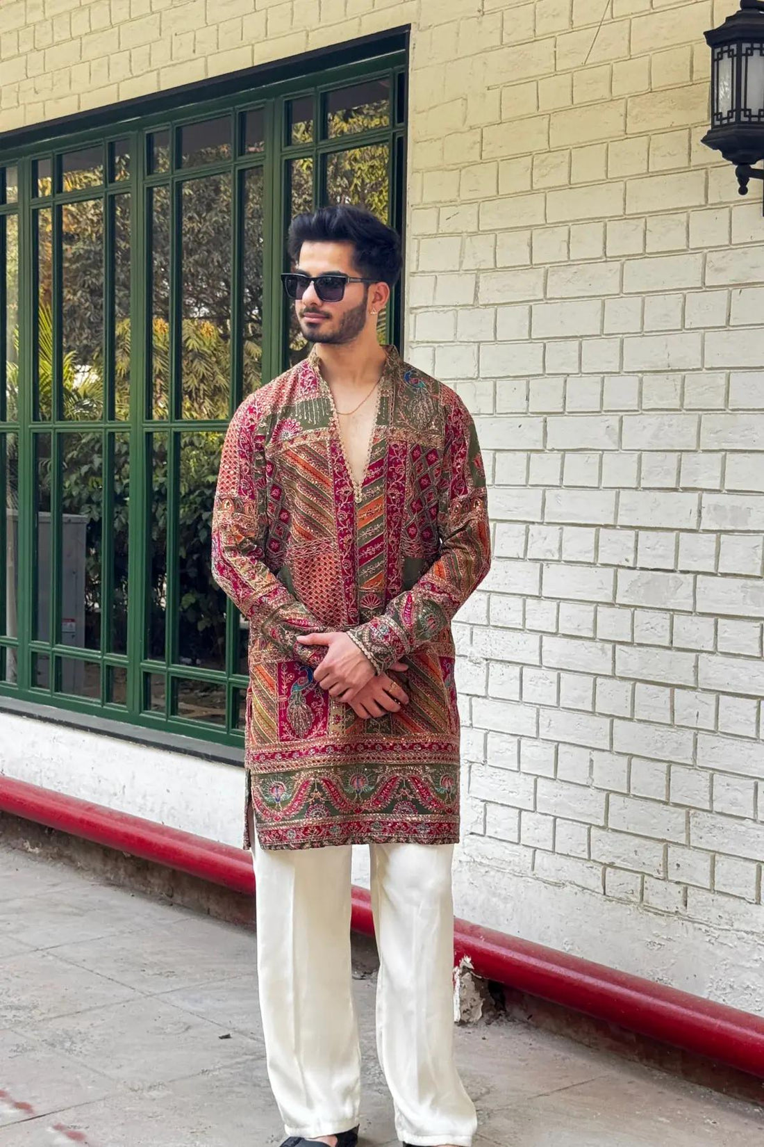 1 Multi-Color Embroidered Kurta Pyjama For Men (Luxury Korean Pants) F2-1016