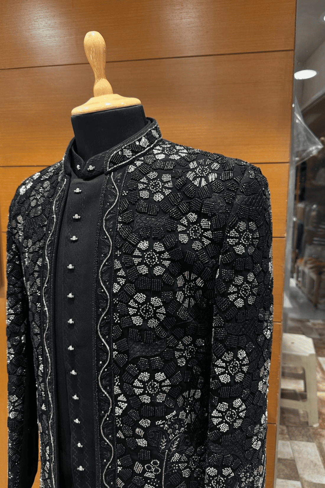 Royal hand Black Beaded Indo-Western for Men INDO-892