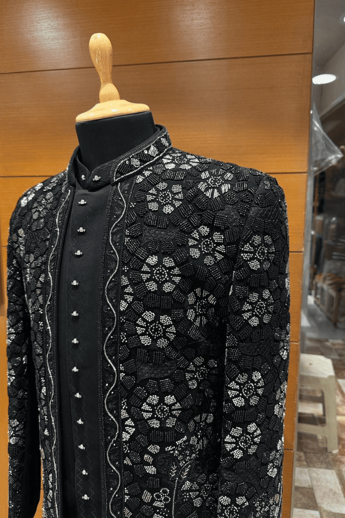 1 Royal hand Black Beaded Indo-Western for Men INDO-892