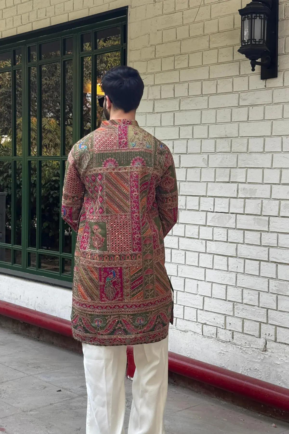 2 Multi-Color Embroidered Kurta Pyjama For Men (Luxury Korean Pants) F2-1016