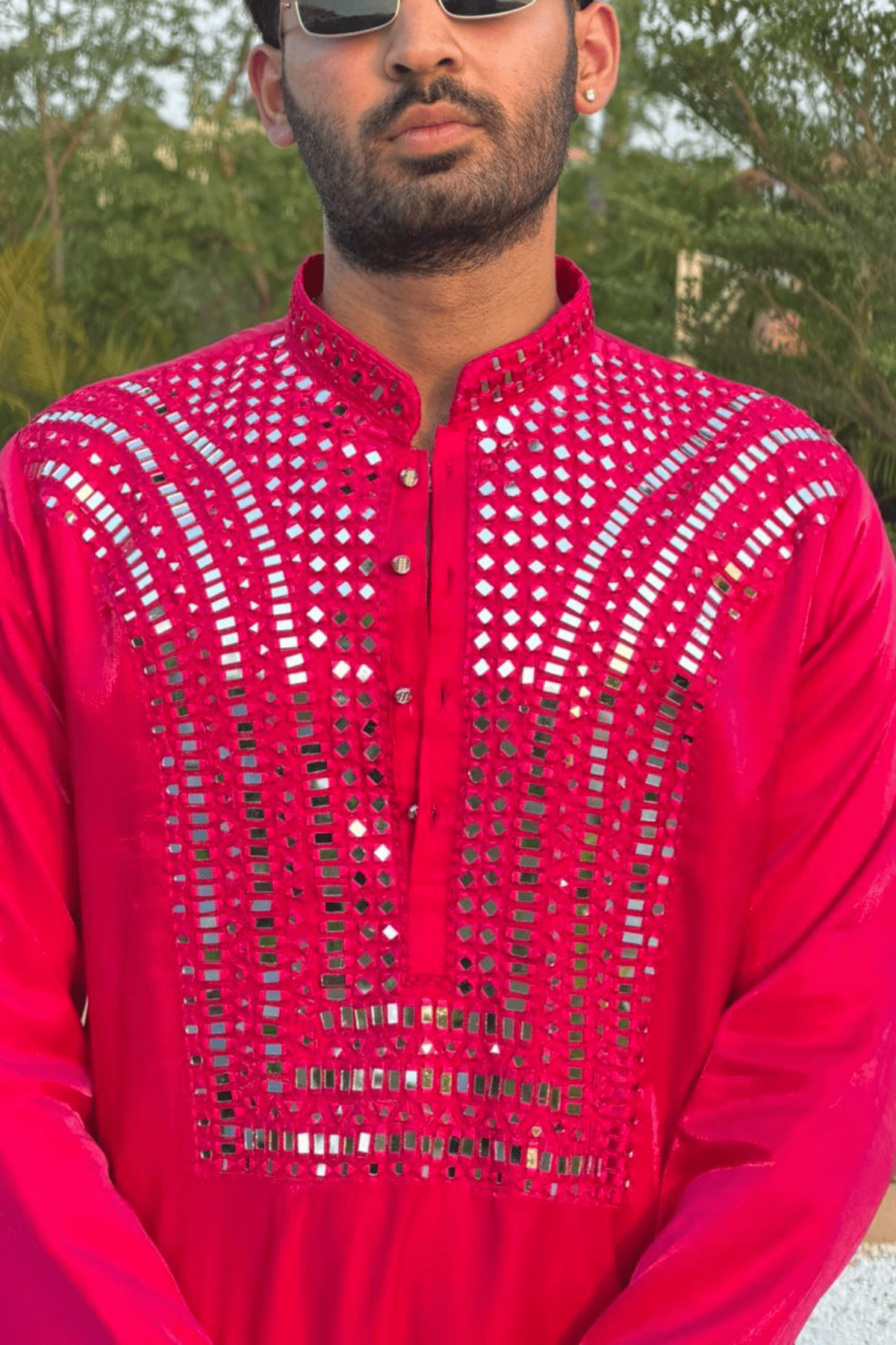 2 Rani Pink Kurta With Intricate Mirror Work (Luxury Korean Pants) F2-1084