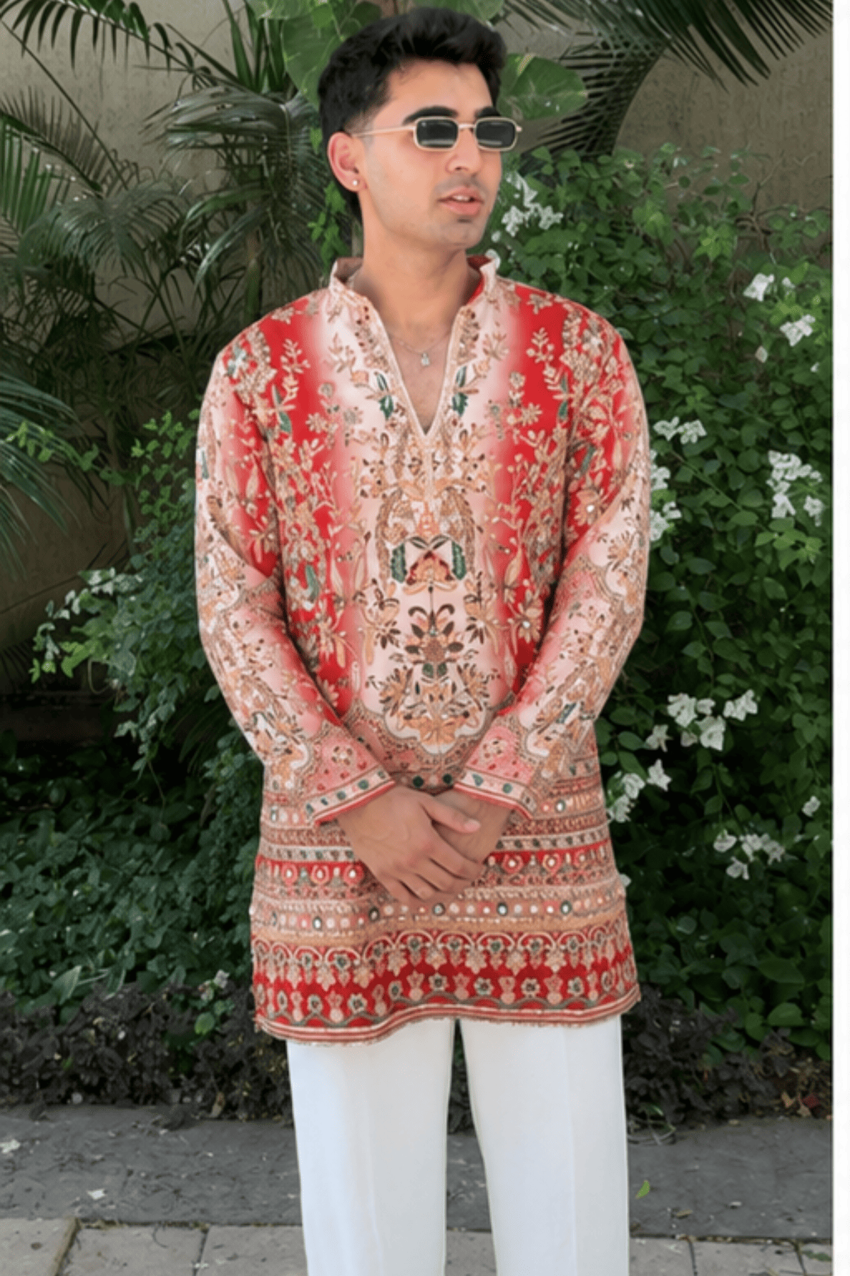 2 Royal Crimson Heritage Embroidered Kurta Set For Men (Luxury Korean Pants) F2-1090