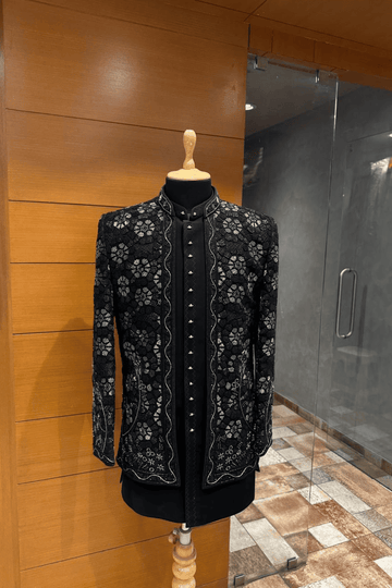 2 Royal hand Black Beaded Indo-Western for Men INDO-892