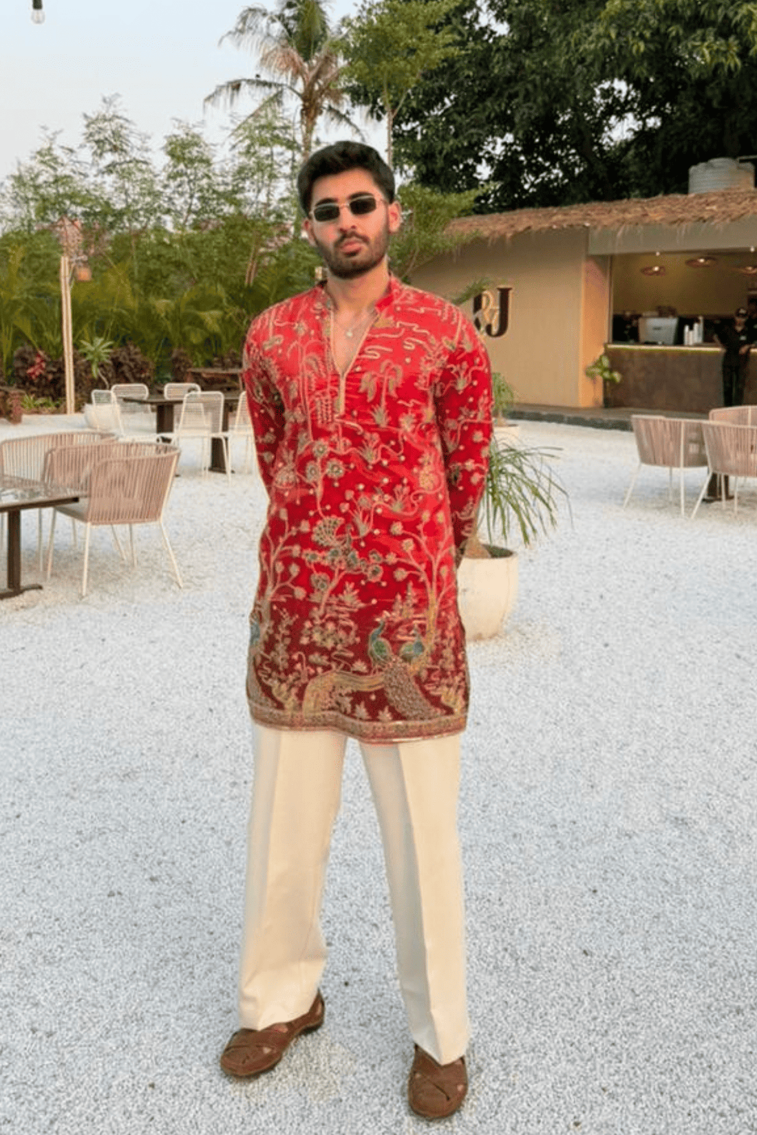 3 Cherry Red Short Kurta Pyjama For Men (Luxury Korean Pants) F2-1085