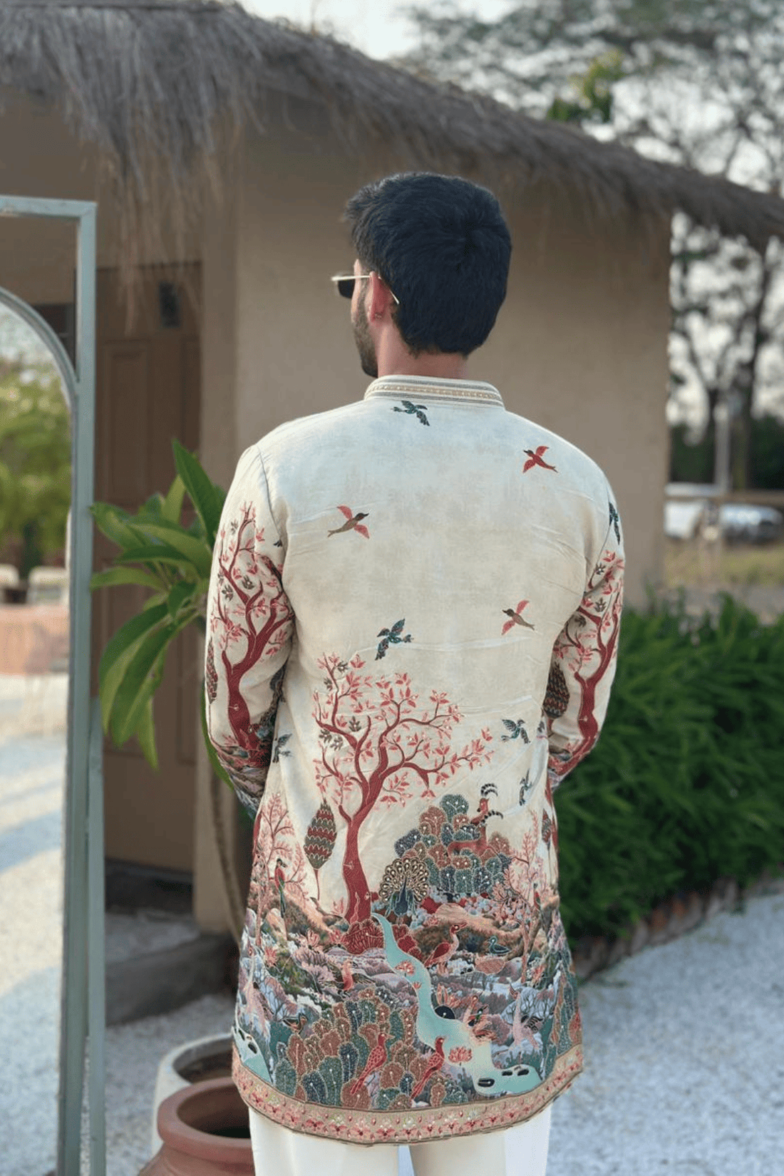 Ivory Scenic Embroidered Kurta Set For Men (Luxury Korean Pants) F2-1083