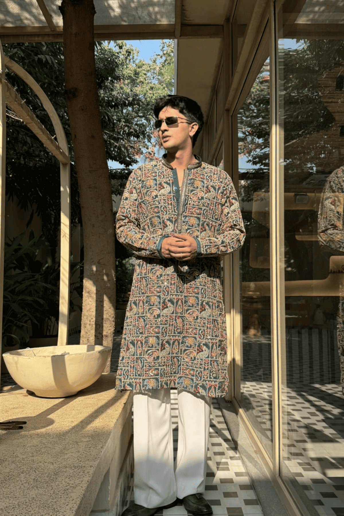 3 Peacock Artistry Kurta Pyjama For Men (Luxury Korean Pants) F2-1029