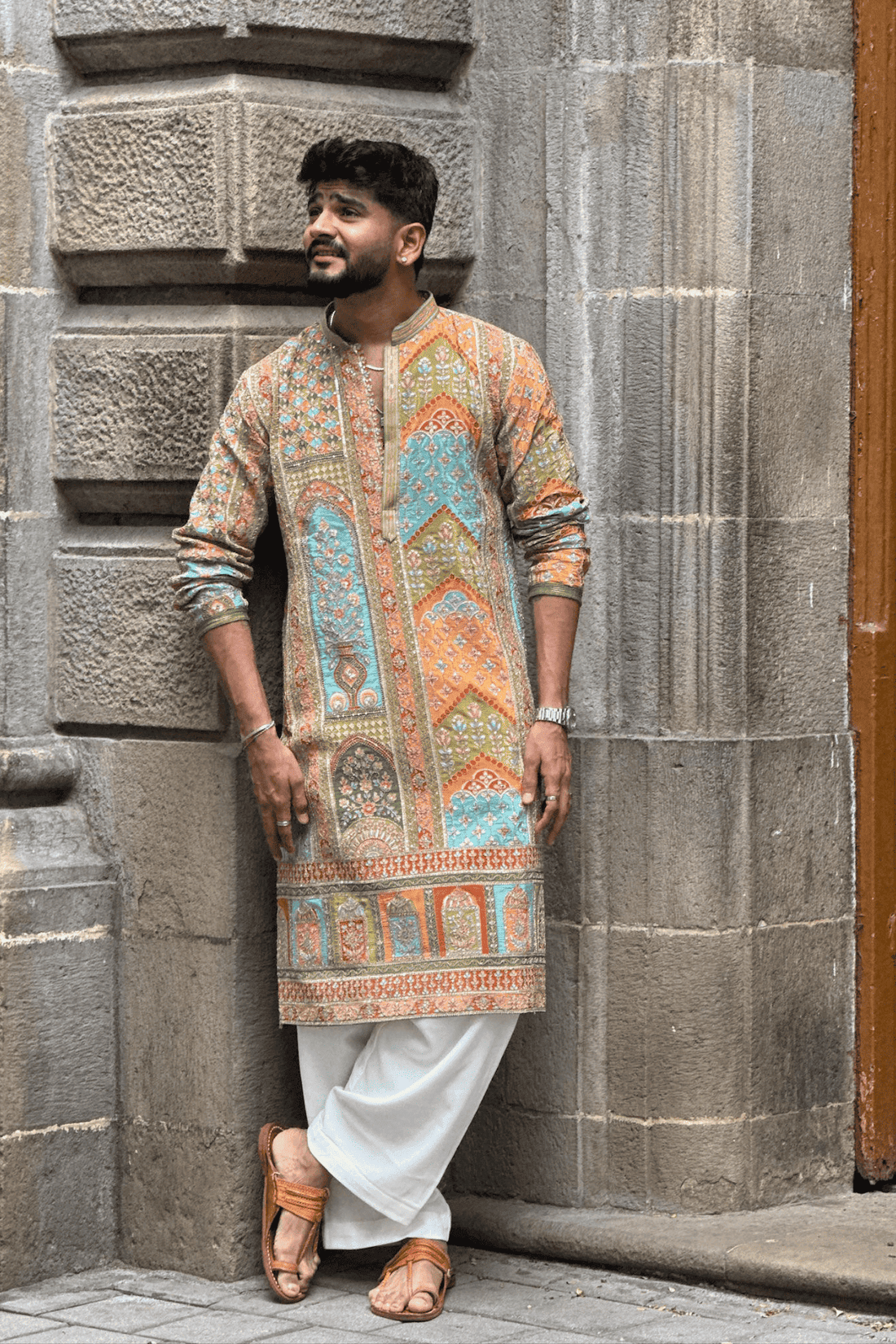 2 Royal Rajasthani Multicolor Kurta Pyjama For Men (Luxury Korean Pants) F2-1035