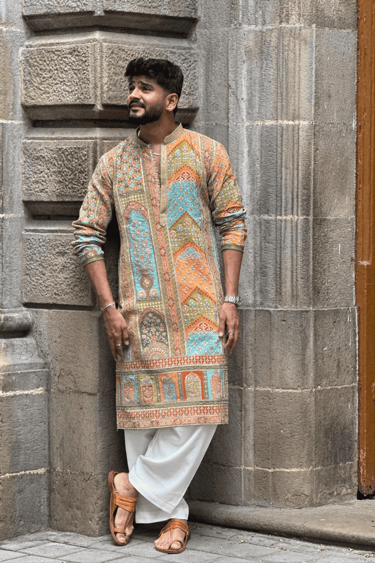  3 Royal Rajasthani Multicolor Kurta Pyjama For Men (Luxury Korean Pants) F2-1035