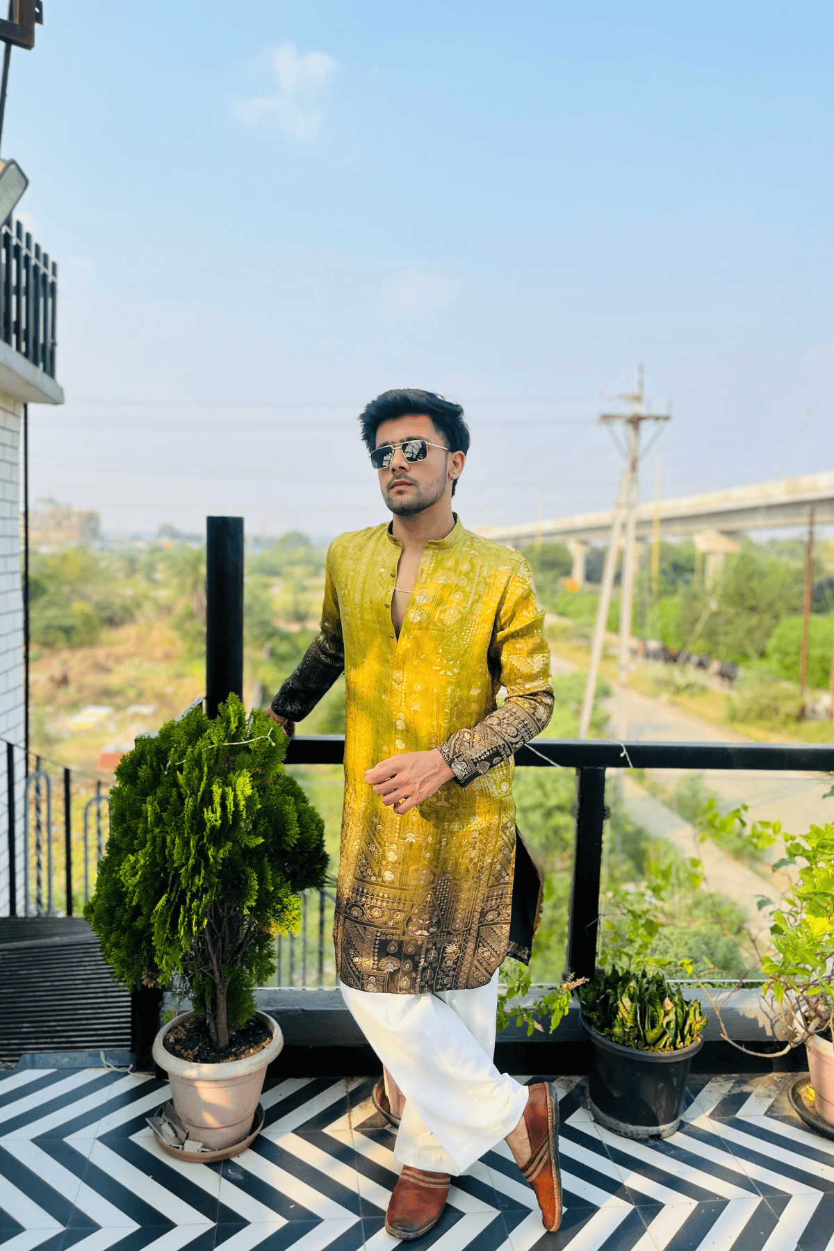 4 Ombre Banarasi Silk Kurta Pyjama For Men (Luxury Korean Pants) F2-1017