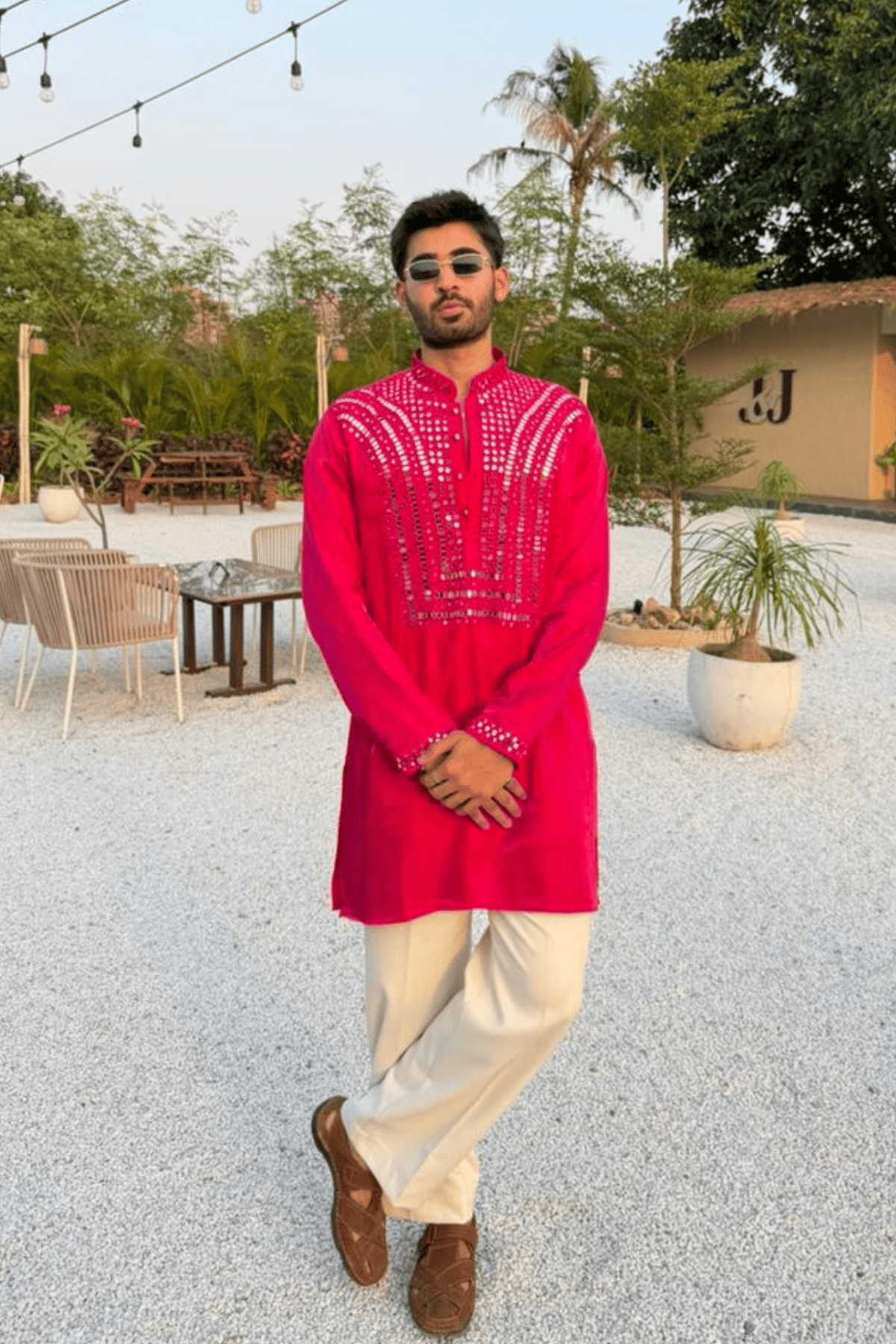 4 Rani Pink Kurta With Intricate Mirror Work (Luxury Korean Pants) F2-1084