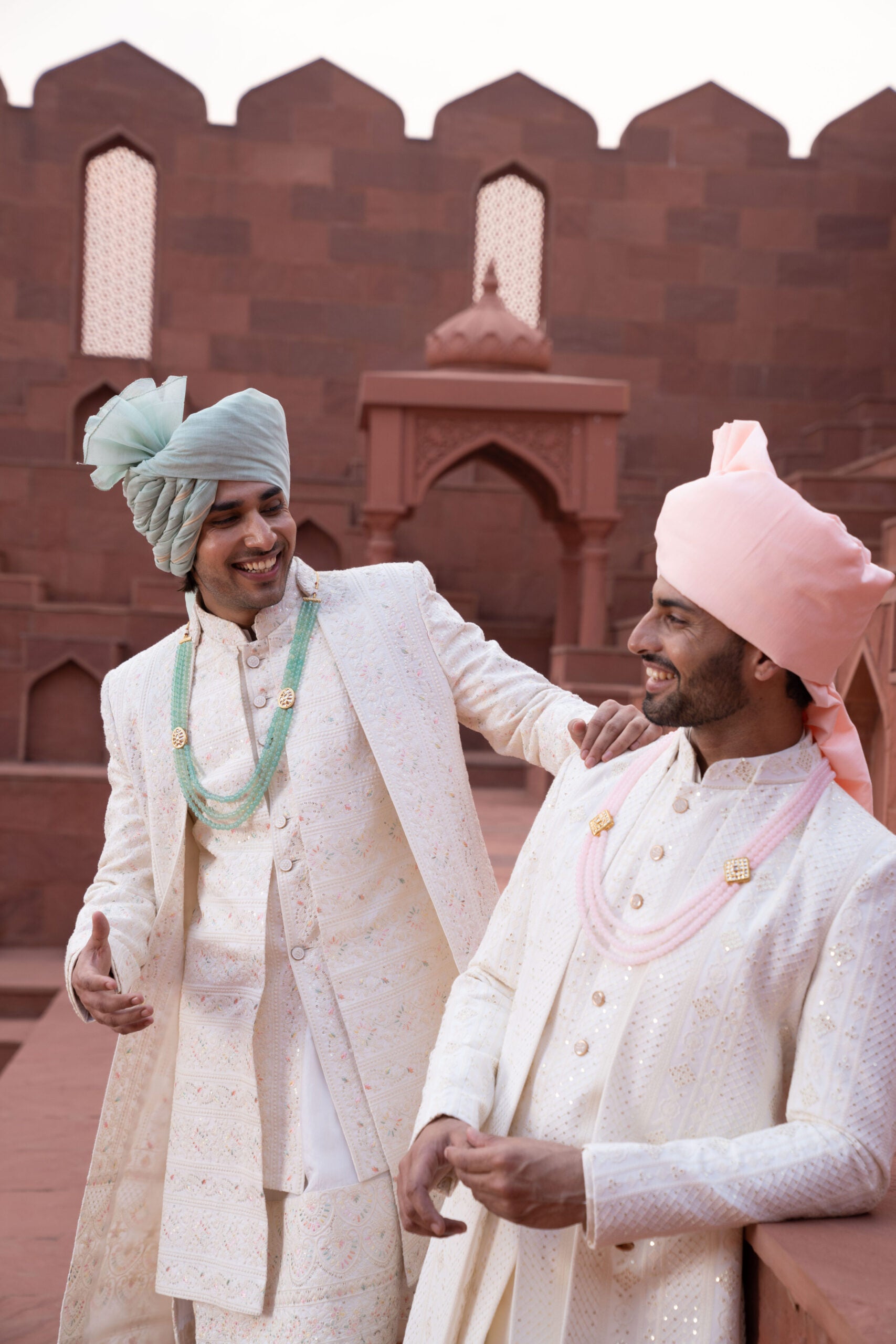 5 Off White Lakhnavi Embroidered Sherwani with Thread work