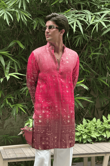 5 Ombre Banarasi Silk Kurta Pyjama For Men (Luxury Korean Pants) F2-1017