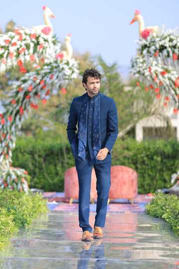 Rama Sequins Embroidered Jodhpuri Suit