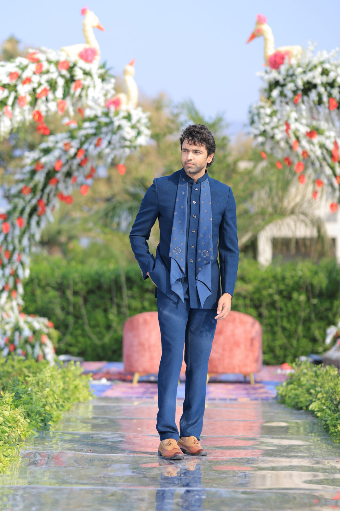 Rama Sequins Embroidered Jodhpuri Suit