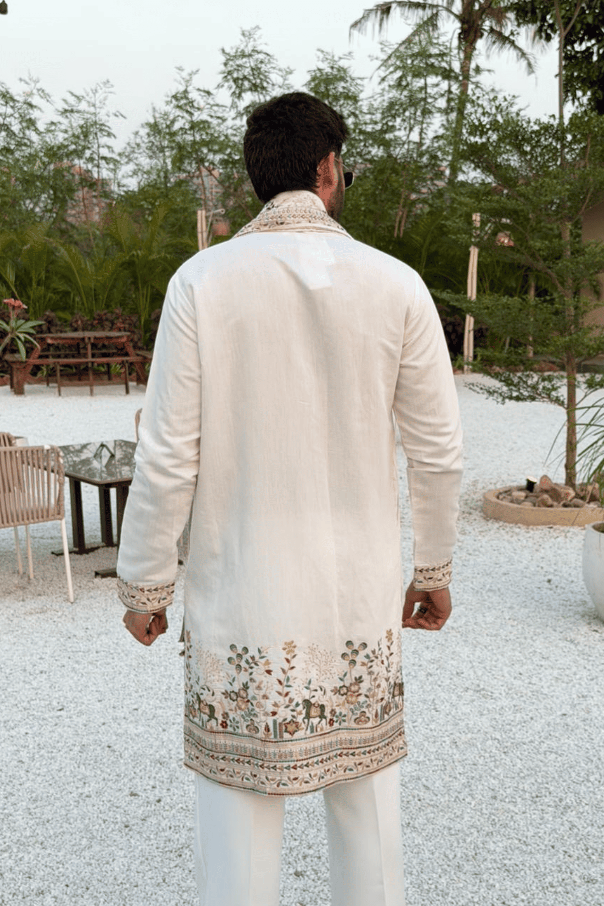 8 Ivory Embroidered Kurta Pyjama For Men with Heritage Dupatta (Luxury Korean Pants) F2-1020