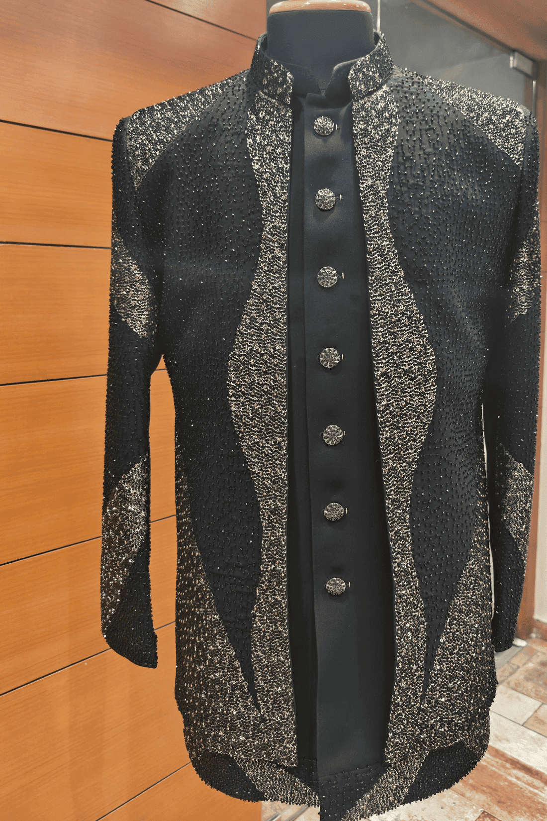 Ivory Bead-Work Designer Indowestern for Men INDO-3423