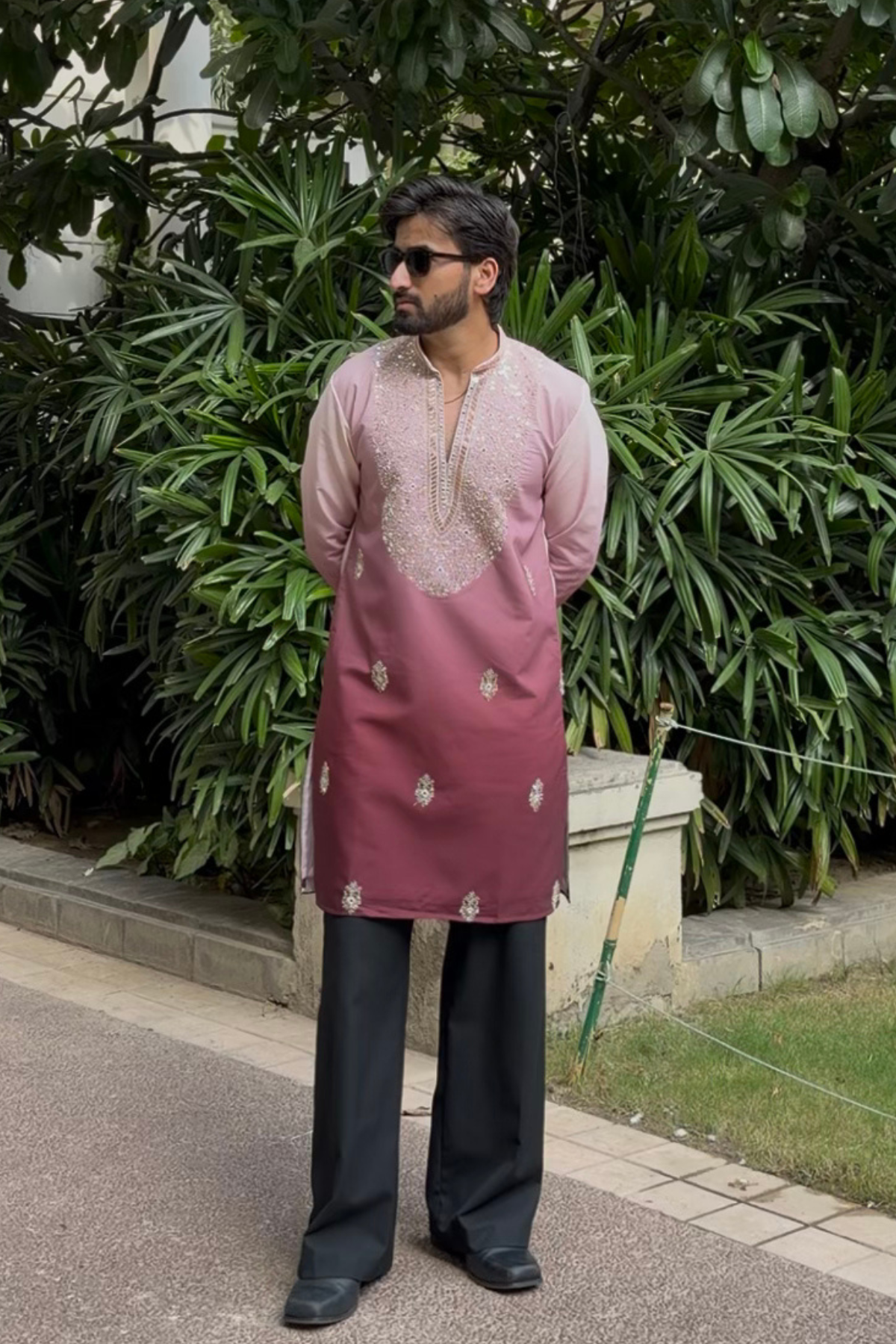 Blush Pink Ombre Kurta Pyjama For Men (Luxury Korean Pants)
