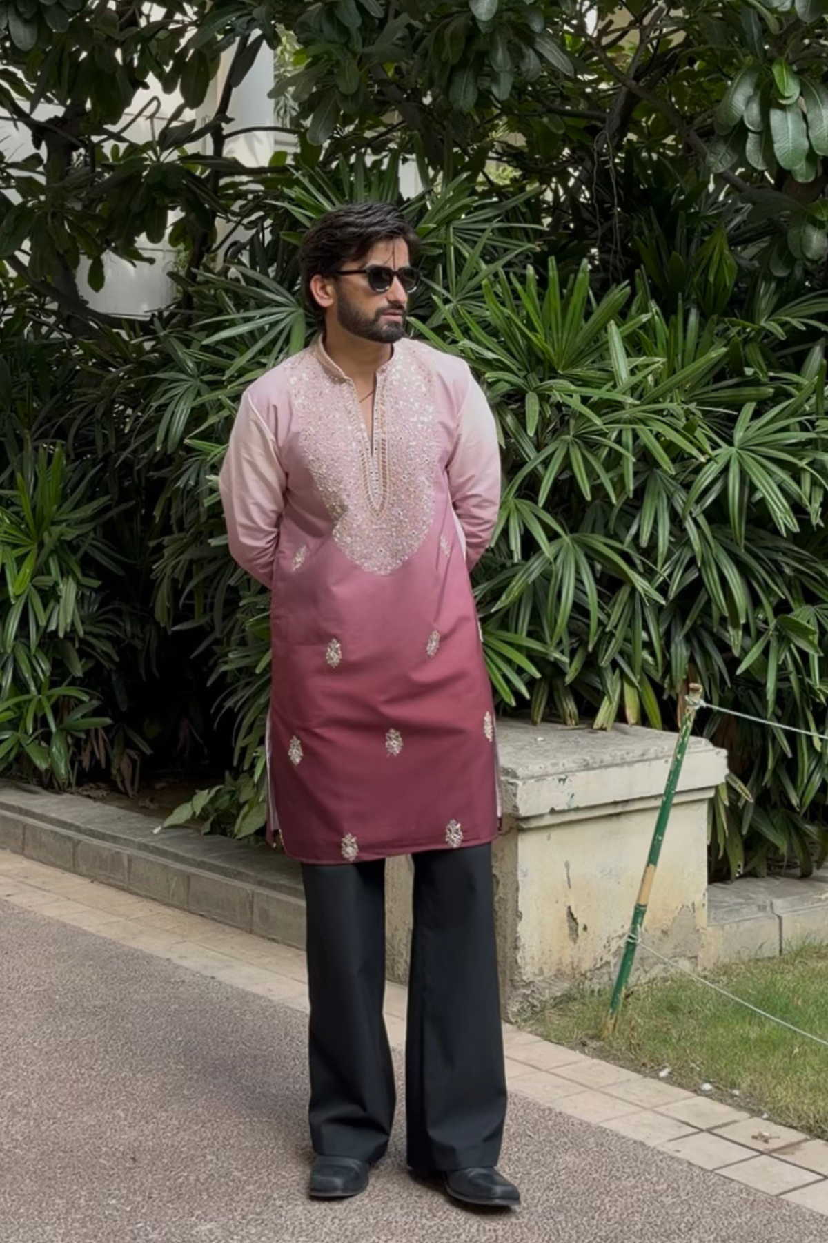 Blush Pink Ombre Kurta Pyjama For Men (Luxury Korean Pants)