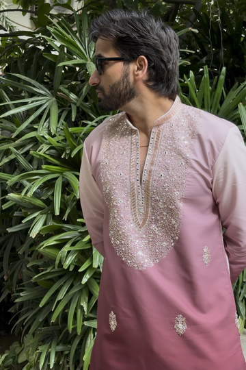 Blush Pink Ombre Kurta Pyjama For Men (Luxury Korean Pants)