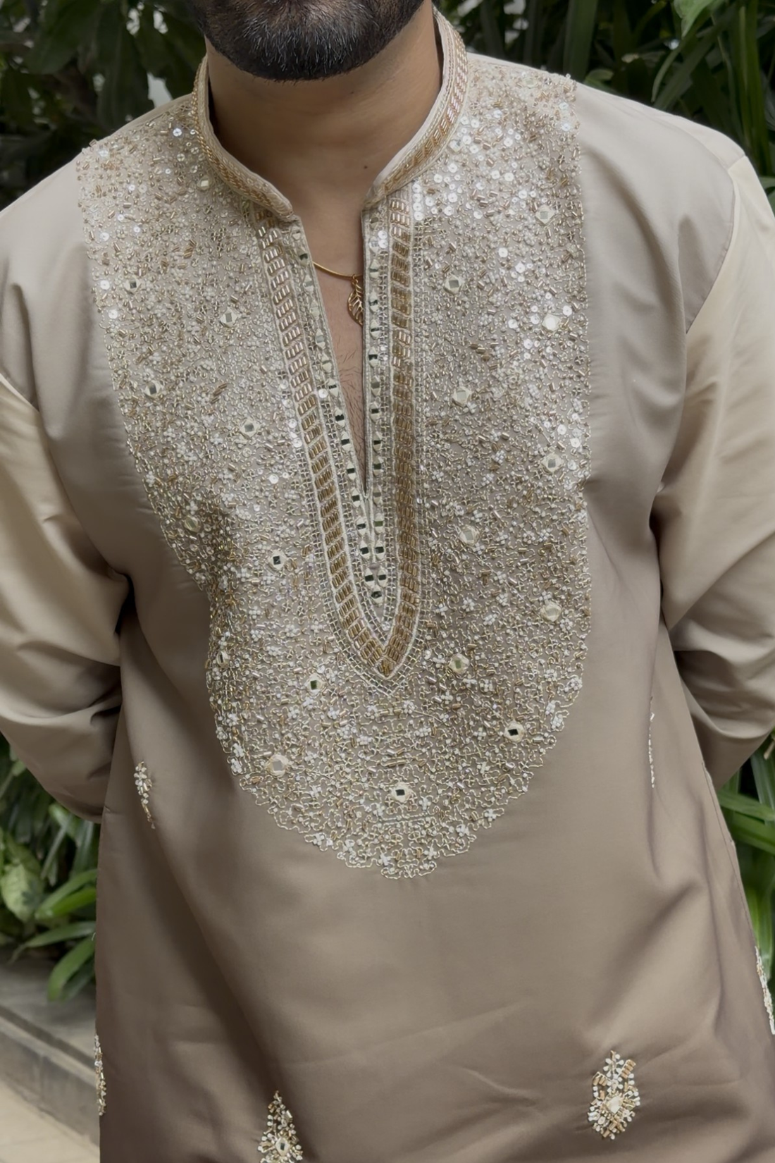 Dusty Olive Ombre Kurta Pyjama For Men (Luxury Korean Pants)