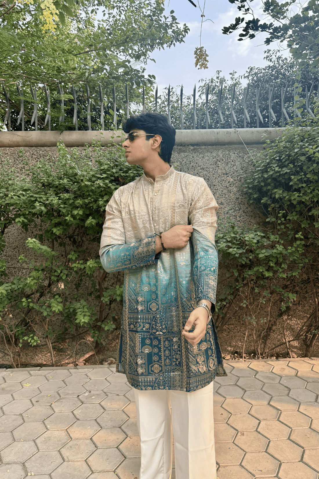 Ombre Banarasi Silk Only Kurta For Men