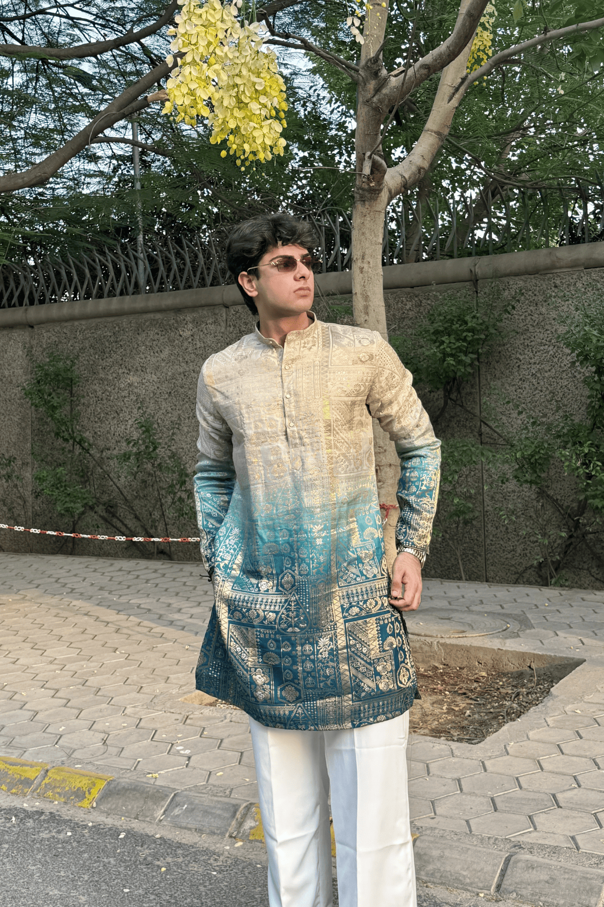 Ombre Banarasi Silk Only Kurta For Men