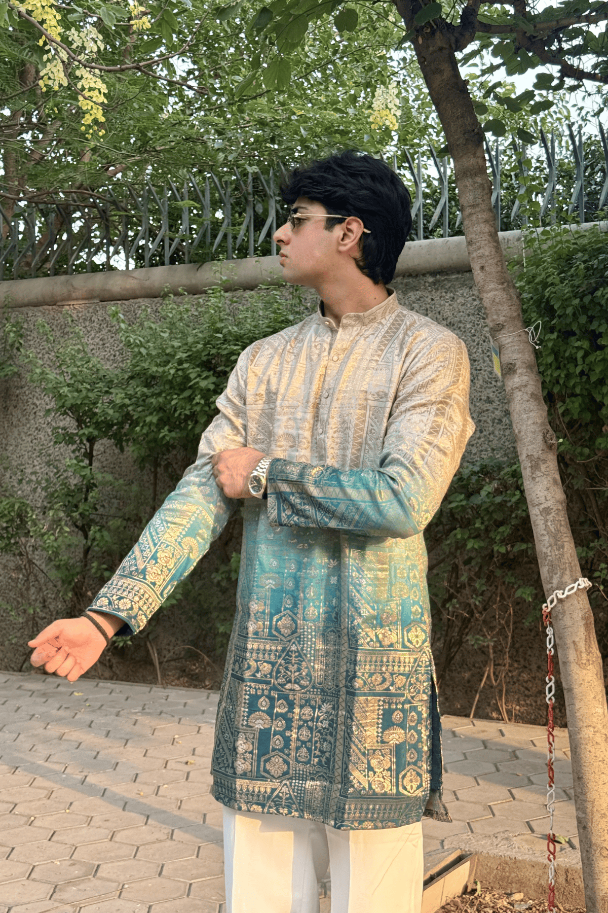 Ombre Banarasi Silk Kurta Pyjama For Men (Luxury Korean Pants)