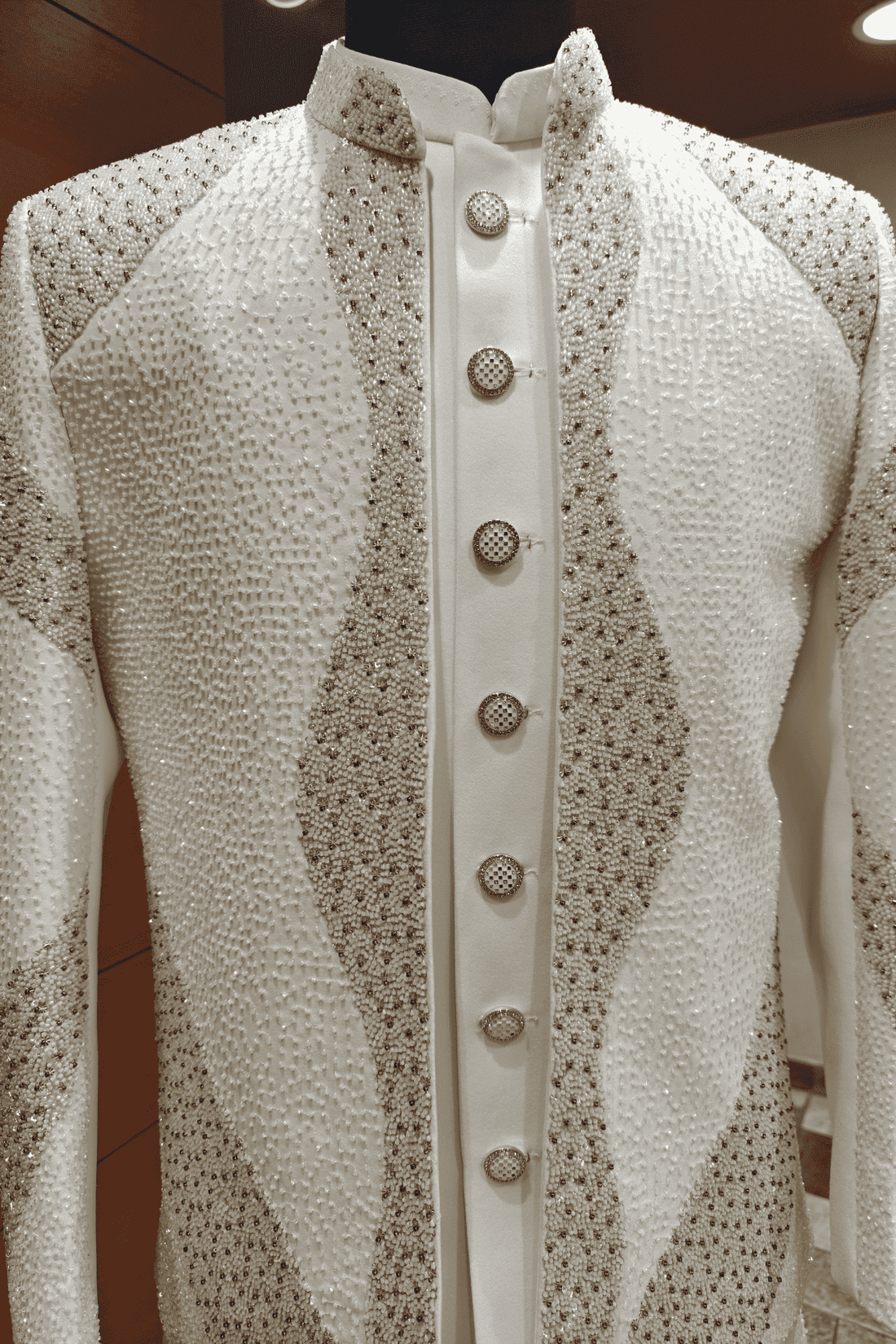 Ivory Bead-Work Designer Indowestern for Men INDO-3423