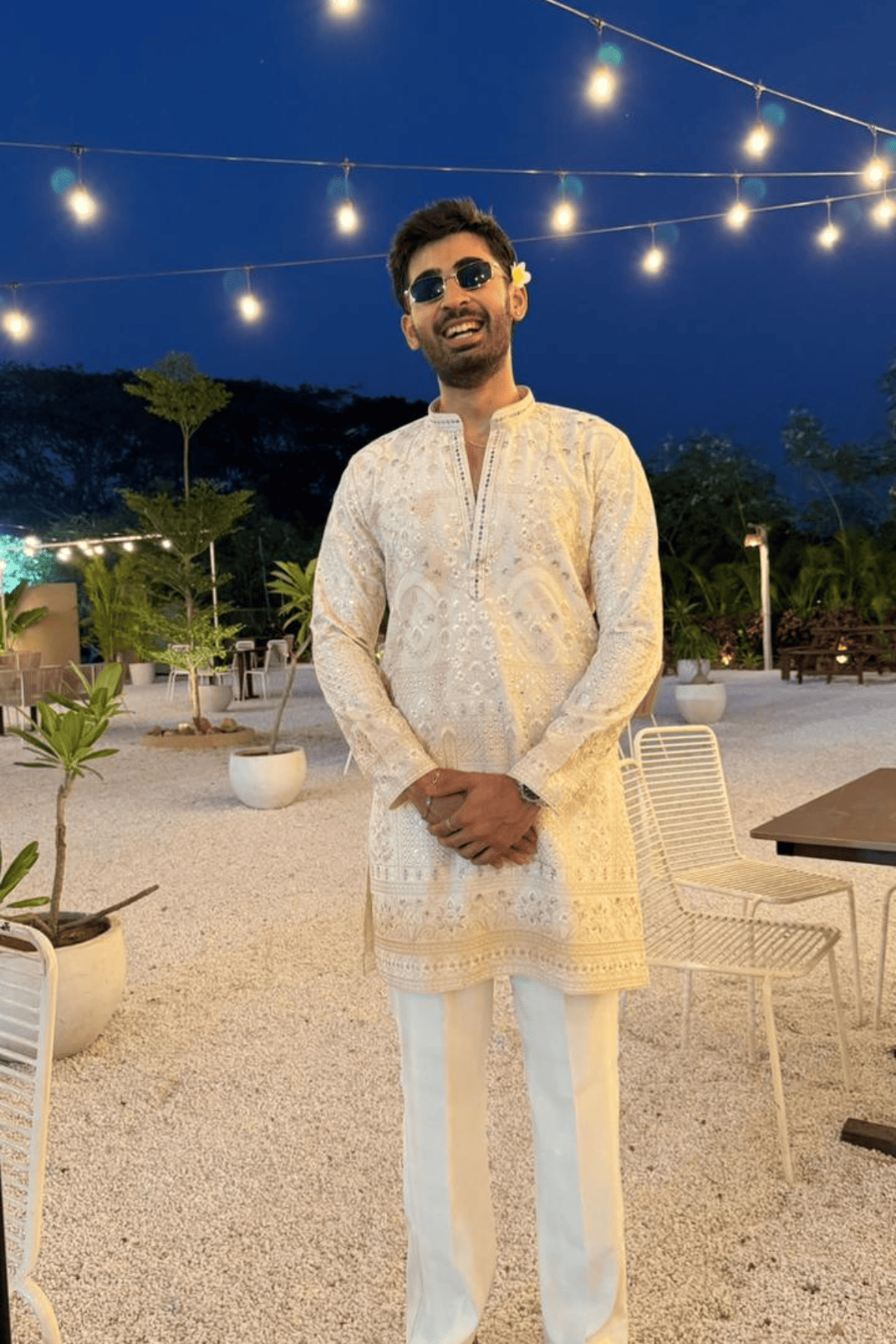 Ivory Sequins Embroidered Kurta Set For Men (Luxury Korean Pants) F2-1082 
