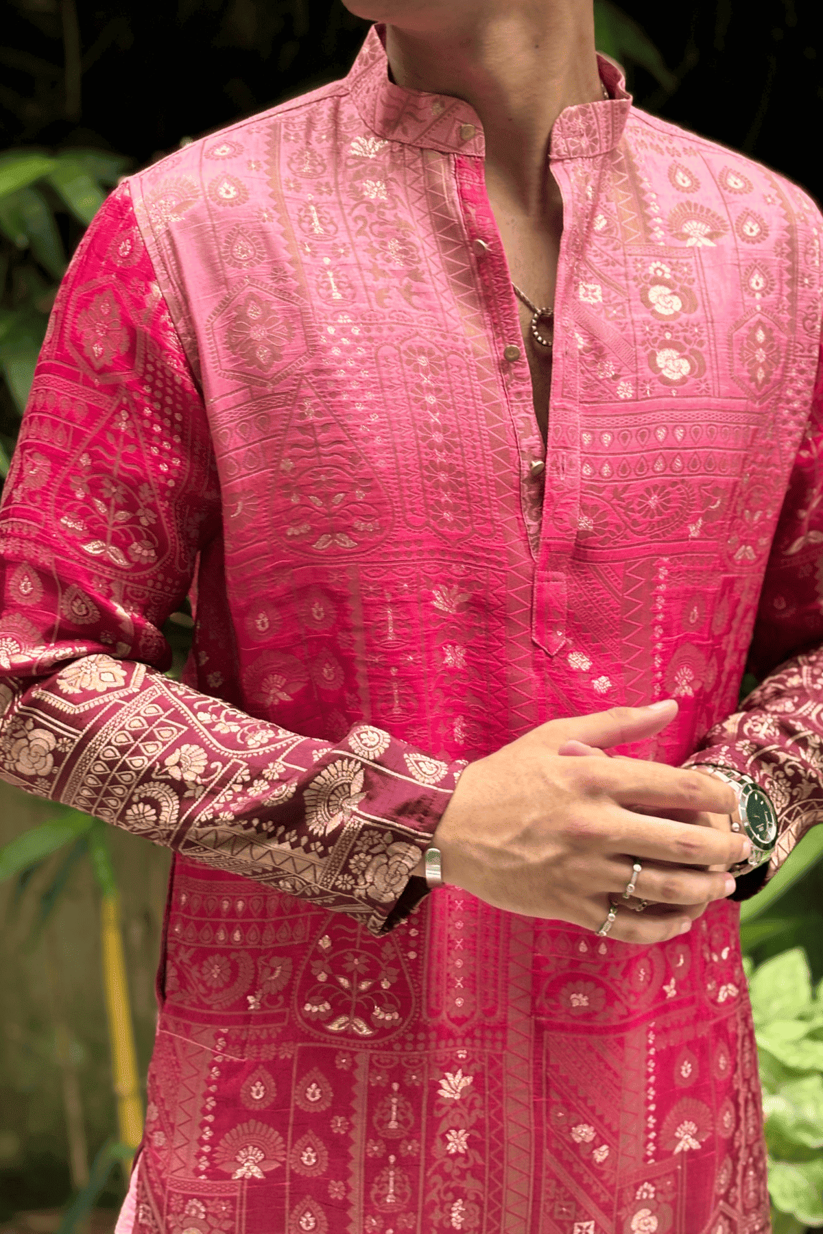Ombre Banarasi Silk Kurta Pyjama For Men (Luxury Korean Pants) F2-1017