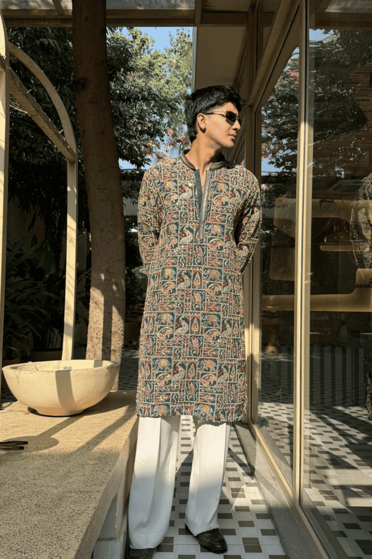 Peacock Artistry Kurta Pyjama For Men (Luxury Korean Pants) F2-1029