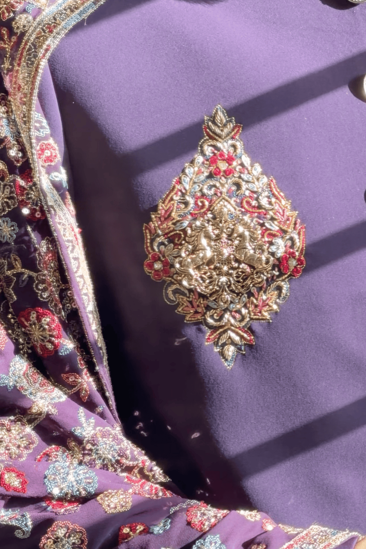 Purple Indo-Western with Embroidered Stole