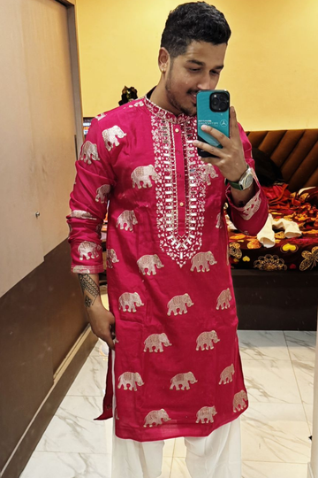 customer-review-Mirror-Work-Kurta-Pyjama-For-Men-with-Elephant-Embroidery-Patiyala-F2-1028