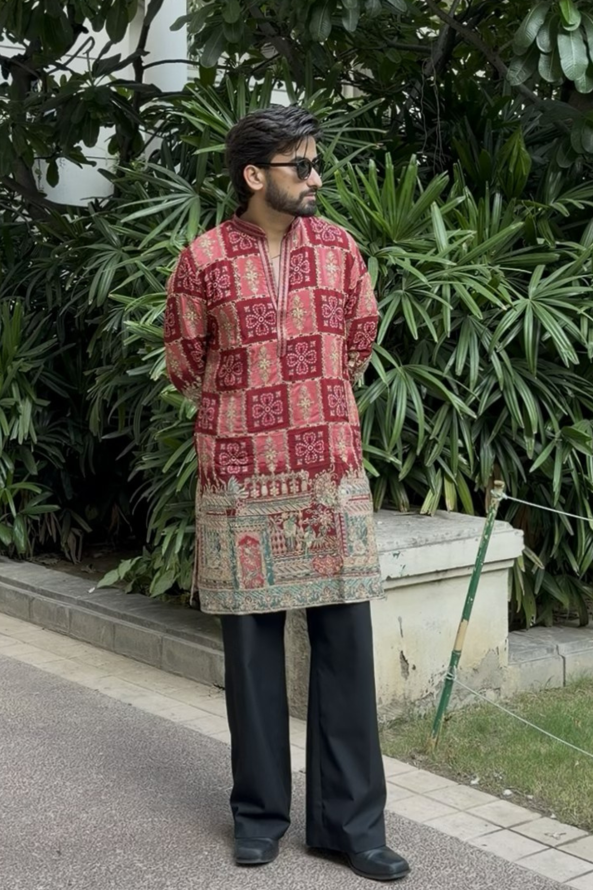 Rose Pink Embroidered Kurta Pyjama For Men (Luxury Korean Pants)