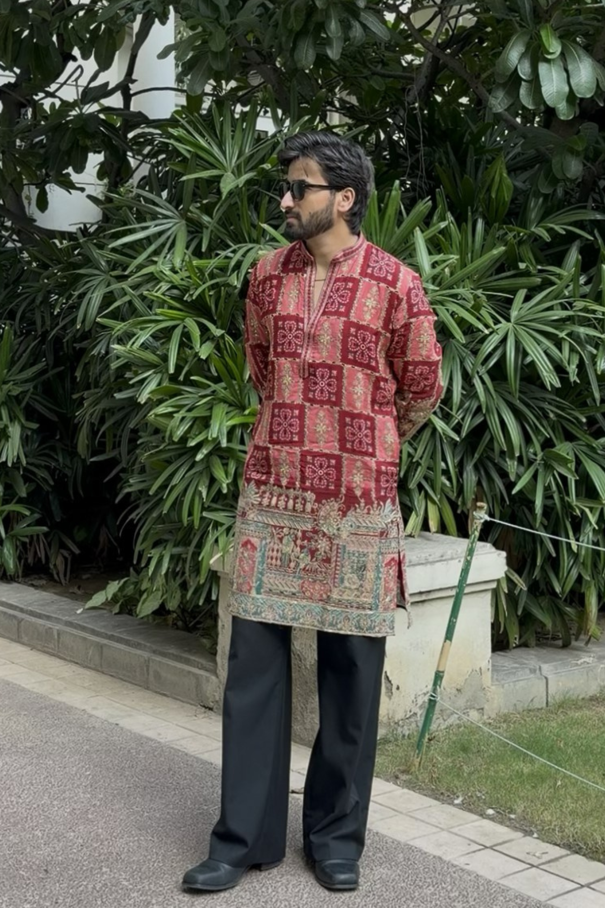 Rose Pink Embroidered Kurta Pyjama For Men (Luxury Korean Pants)