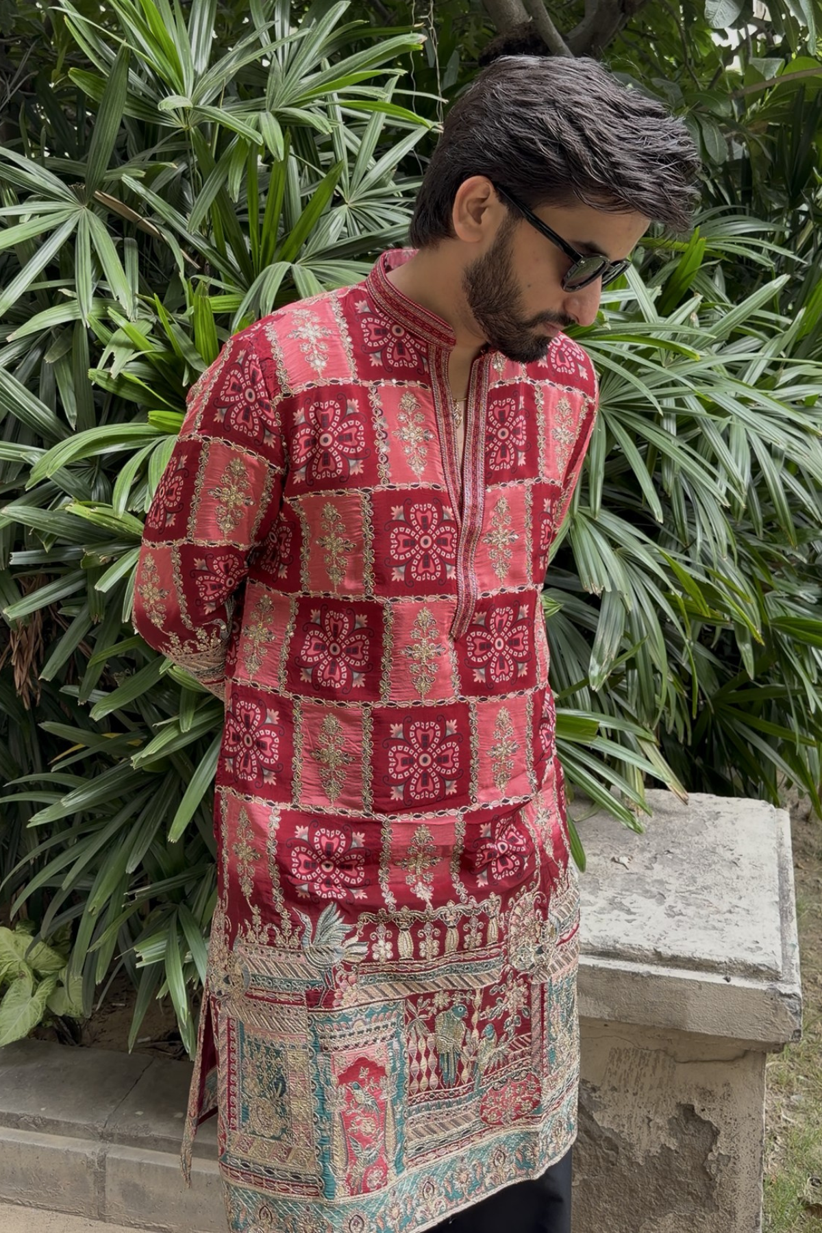 Rose Pink Embroidered Kurta Pyjama For Men (Luxury Korean Pants)