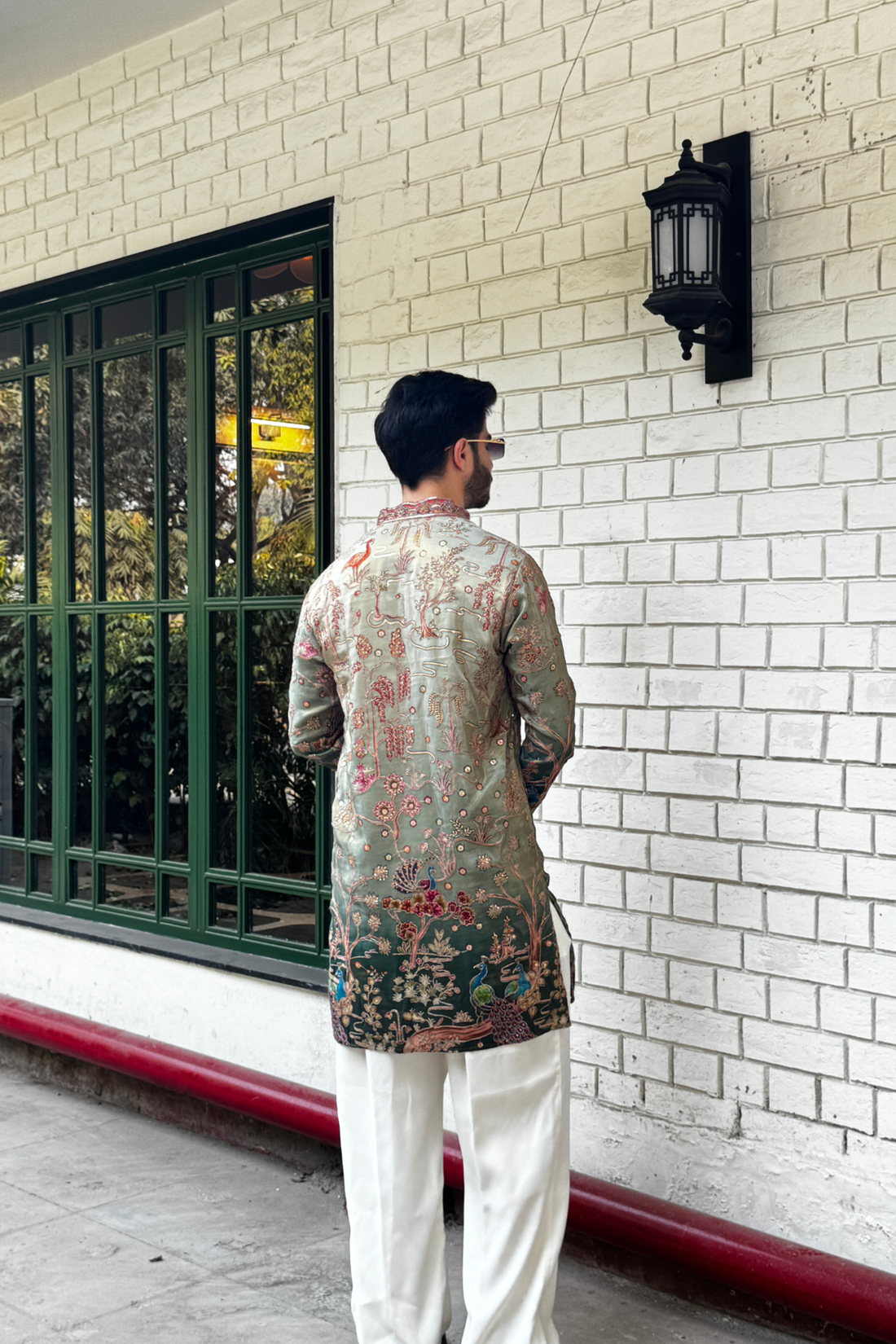 Double-Shaded Olive Green Embroidered Kurta Pyjama For Men (Luxury Korean Pants) | Pre-Book Now