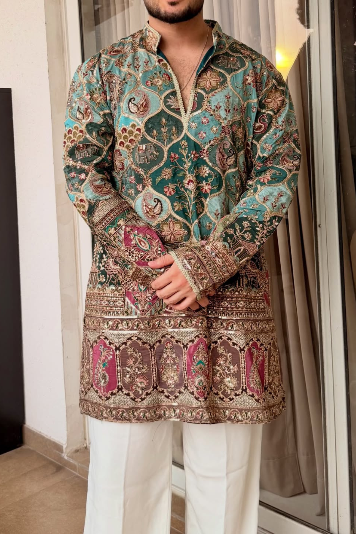 Heritage Teal Designer Kurta Pyjama For Men (Luxury Korean Pants) | Pre-Book Now