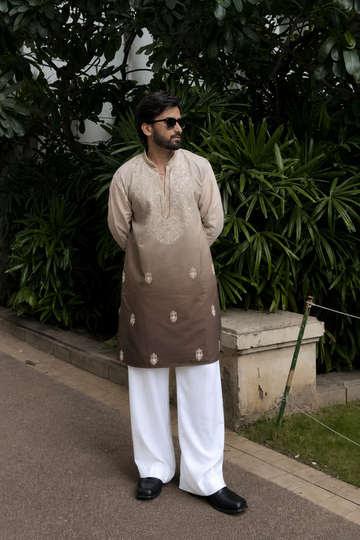Dusty Olive Ombre Kurta Pyjama For Men (Luxury Korean Pants)