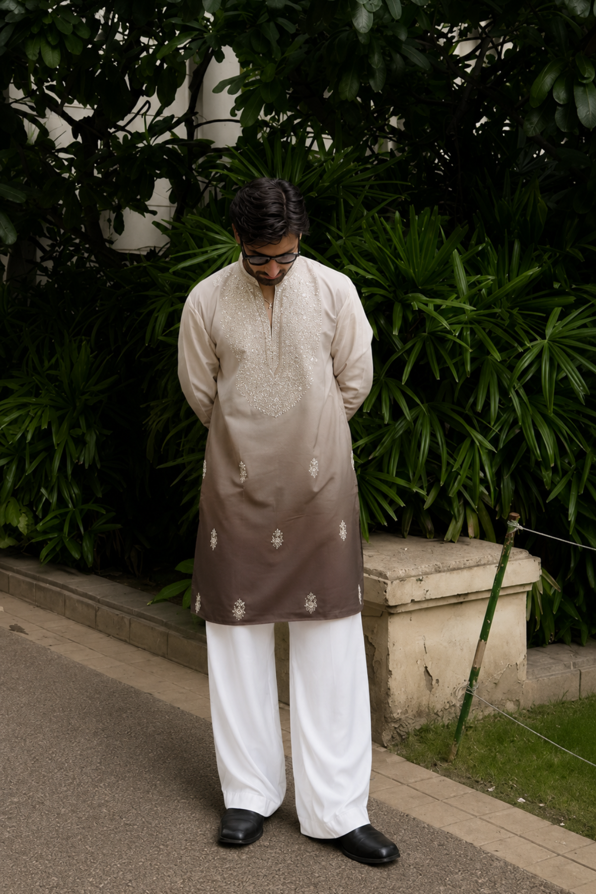 Dusty Olive Ombre Kurta Pyjama For Men (Luxury Korean Pants)