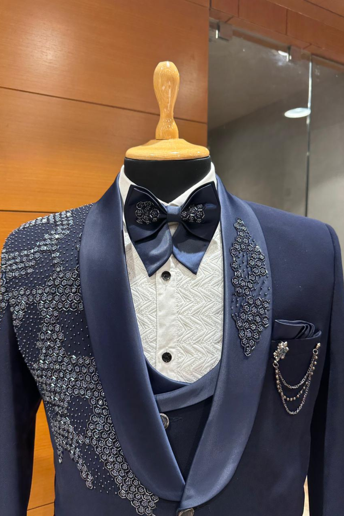 Regal Navy Hand-Detailed Shawl Lapel Suit | Pre-Book Now