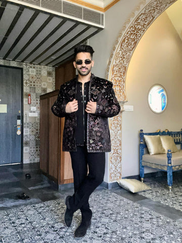 Black Jodhpuri Suit for Men | Designer Embroidered Indo-Western Outfit