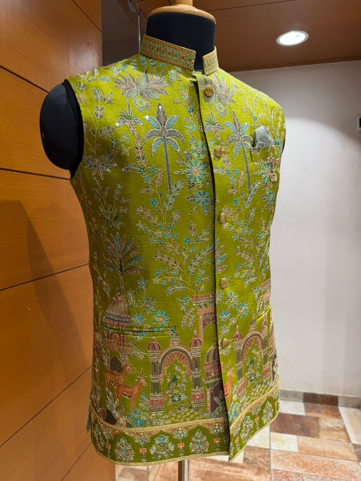 Lime Green Heritage Position Embroidered Coti