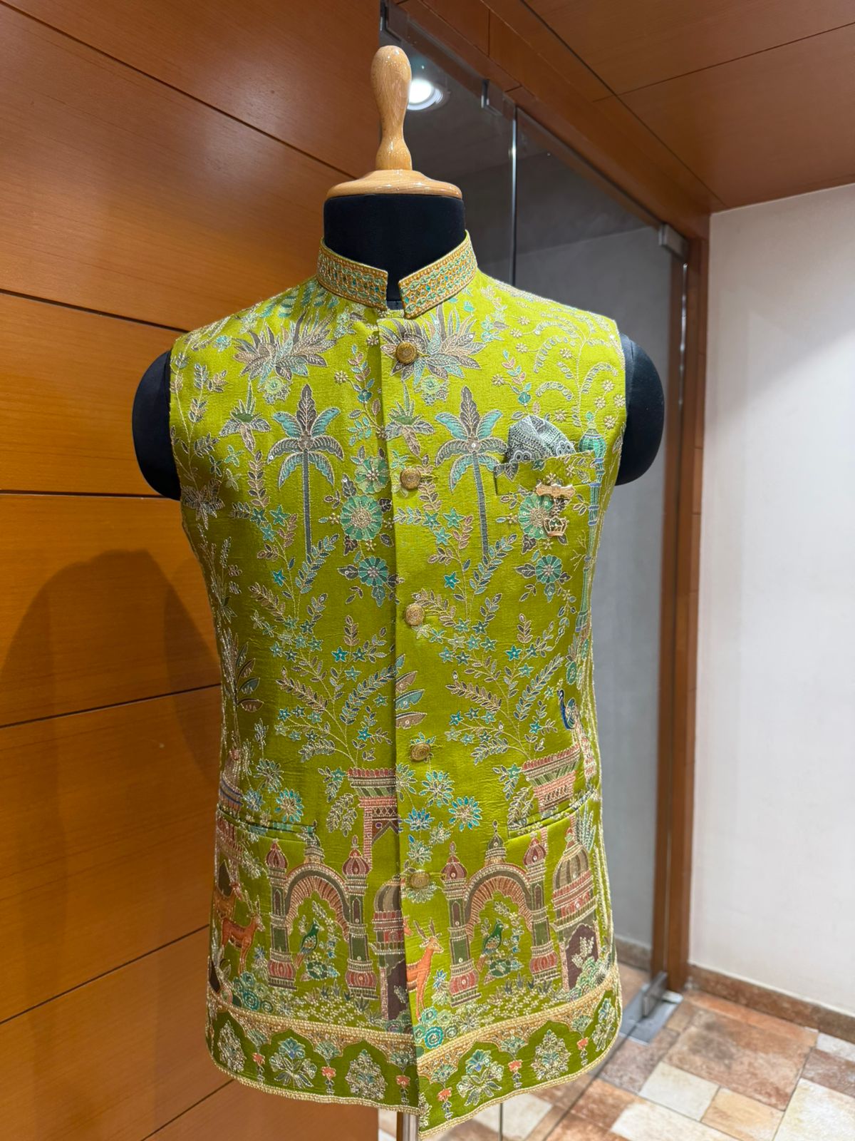 Lime Green Heritage Position Embroidered Coti