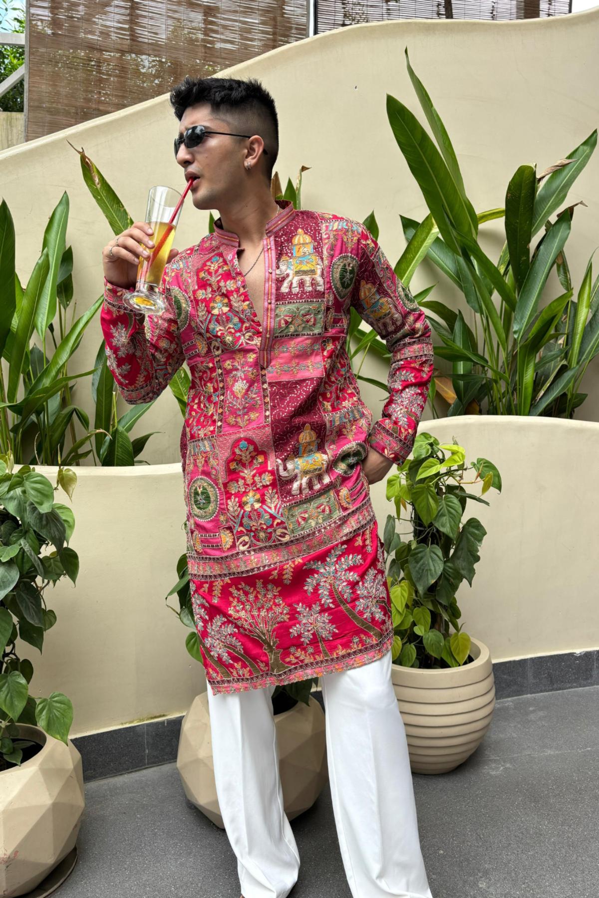 Embroidered Kurta Pyjama For Men   (Luxury Korean Pants)