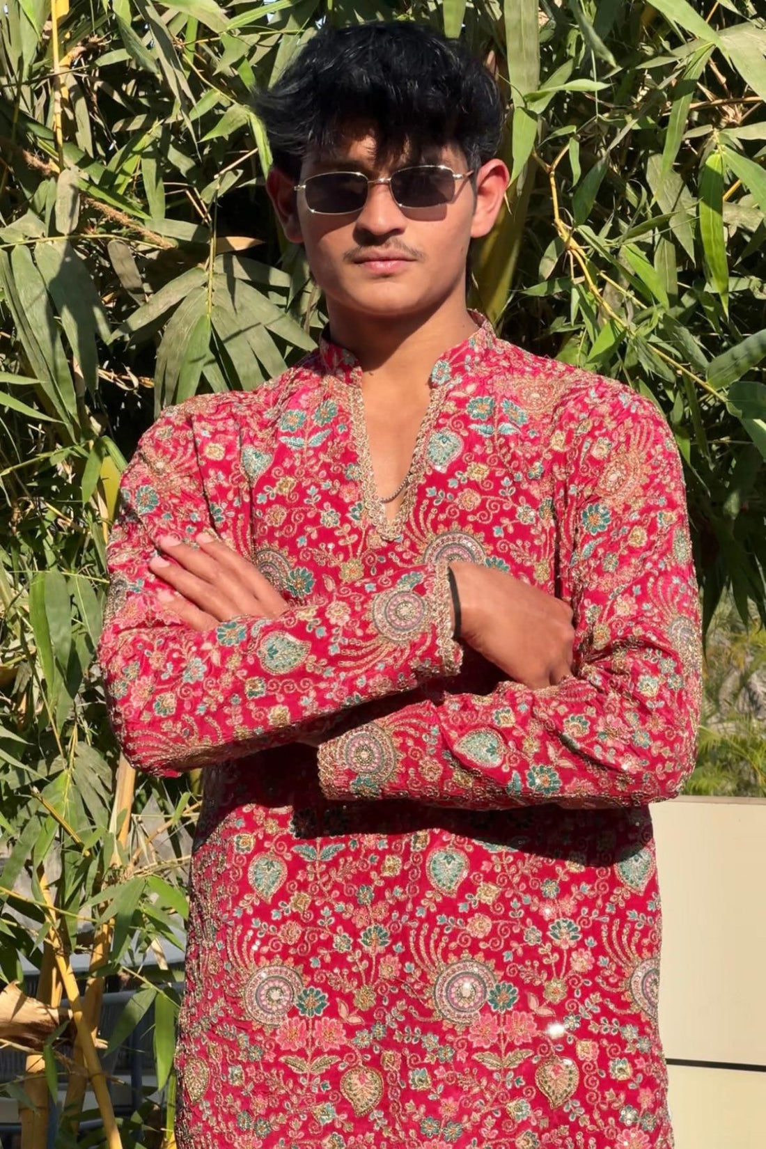 Royal Cherry Red Heritage Embroidered Kurta For Men (Luxury Korean Pants) | Pre- Book Now