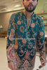 Royal Teal Embroidered Designer Kurta Pyjama for Men (LuxuryKoreanPants) F2-1073