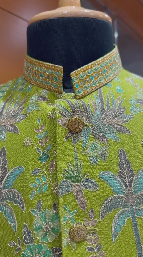 Lime Green Heritage Position Embroidered Coti