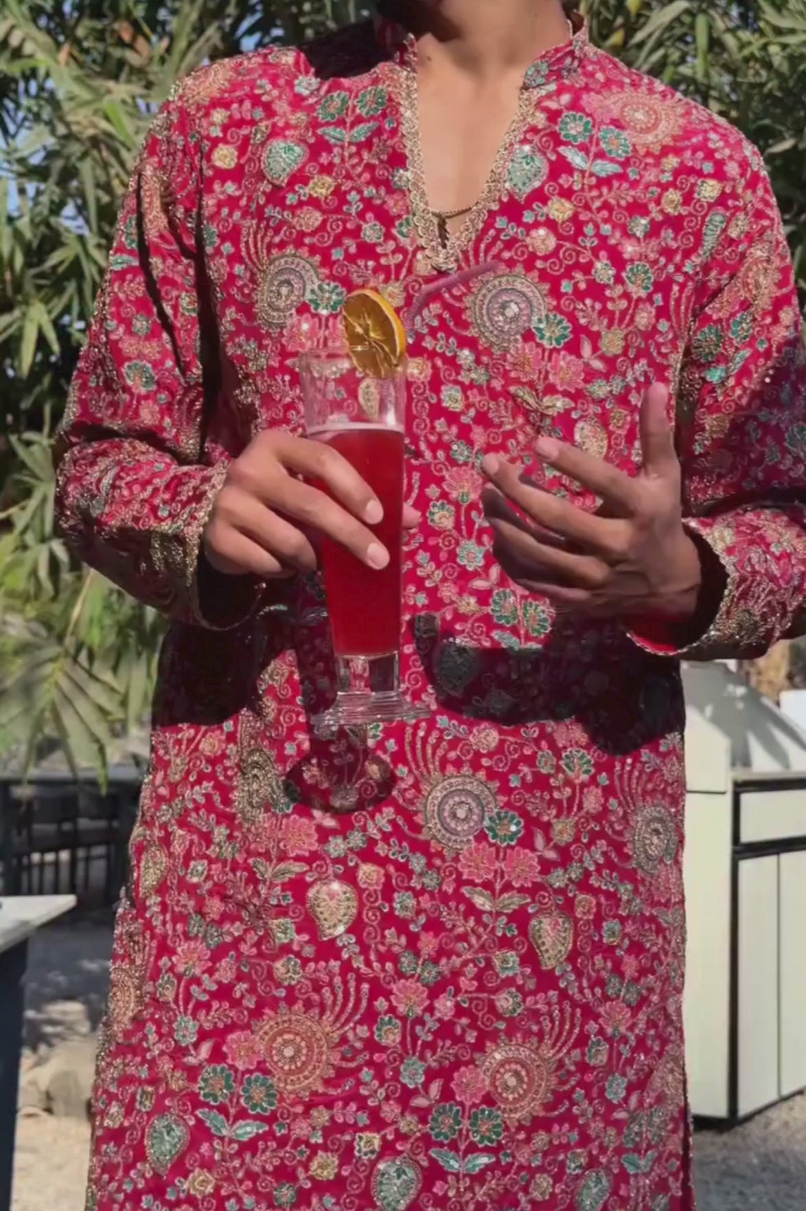 Royal Cherry Red Heritage Embroidered Kurta For Men (Luxury Korean Pants) | Pre- Book Now